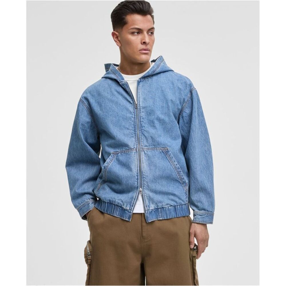 Mode Of One Mens Relaxed-Fit Full-Zip Denim Hoodie Sweatshirt, NWT